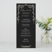 Menu de mariage gothique floral élégant (Debout devant)