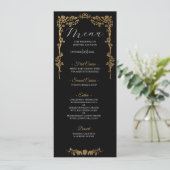 Menu de mariage gothique floral élégant (Debout devant)