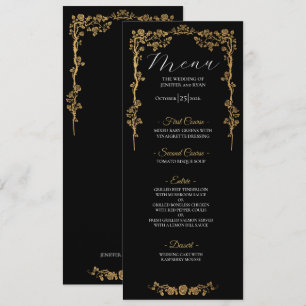 Menu de mariage gothique floral élégant