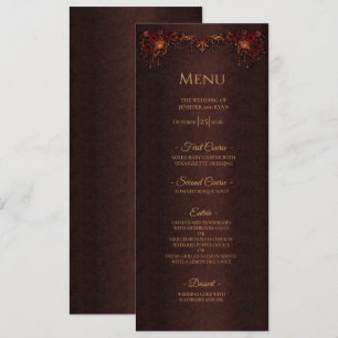 Menu de mariage gothique floral élégant Halloween