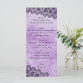 Menu de Mariage gothique violet de dentelle noire (Debout devant)