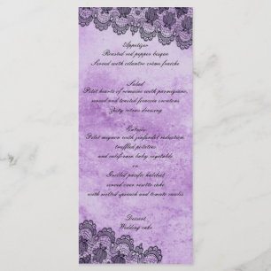 Menu de Mariage gothique violet de dentelle noire