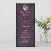 Menu de mariage gothique violet élégant (Debout devant)
