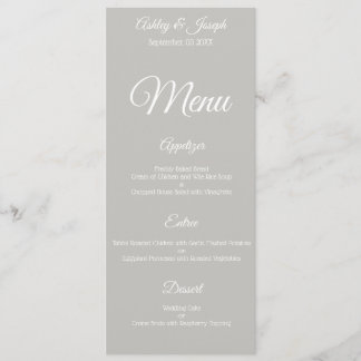 Menu de mariage - gris