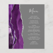 Menu de mariage gris argenté agate violet budget (Devant)