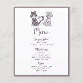 Menu de mariage gris blanc couple de chaton mignon (Devant)