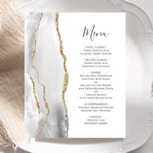 Menu de mariage gris budget agate or