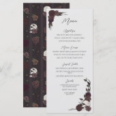 Menu de mariage gris clair floral gothique doux (Devant / Derrière)