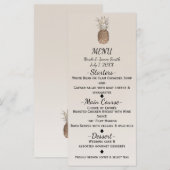 Menu de mariage hawaïen tropical à l'ananas rustiq (Devant / Derrière)