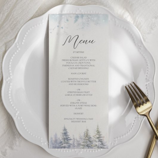 Menu de mariage hivernal aux pins
