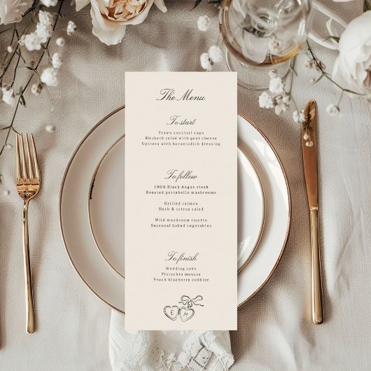 Menu de mariage illustré et fantaisiste