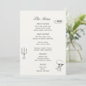 Menu de mariage illustré gris charbon (Debout devant)