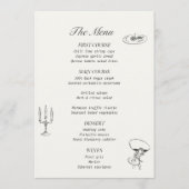 Menu de mariage illustré gris charbon (Devant)