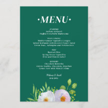 Menu de mariage imprimable floral vert forêt
