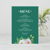 Menu de mariage imprimable floral vert forêt (Debout devant)
