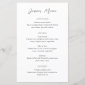 Menu de mariage intemporel noir et blanc classique (Devant)