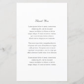 Menu de mariage intemporel noir et blanc tradition (Dos)