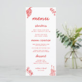 Menu de mariage italien rétro à rayures rouges des (Debout devant)