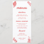 Menu de mariage italien rétro à rayures rouges des (Devant)