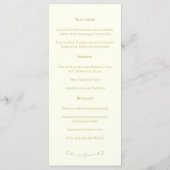 Menu de mariage Ivoire & Or (Dos)