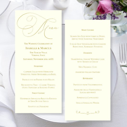 Menu de mariage Ivoire & Or