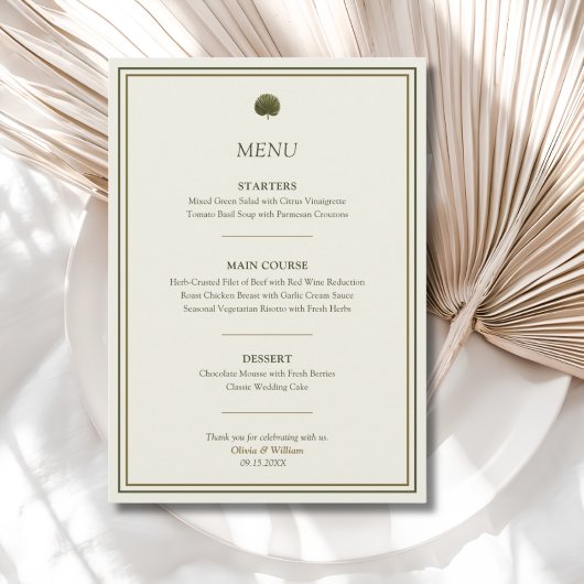 Menu de mariage Ivoire & Or Palmier