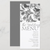 Menu de mariage jardin de roses à fleurs grises (Devant / Derrière)
