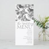 Menu de mariage jardin de roses à fleurs grises (Debout devant)
