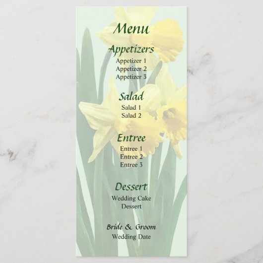 Menu de mariage Jonquilles Grands et Petits (Devant)