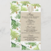 Menu de mariage kraft rustique aux pins à l'aquare (Devant / Derrière)