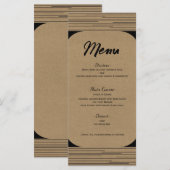 Menu de mariage lignes modernes minimales Kraft no (Devant / Derrière)