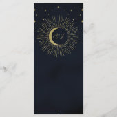 Menu de mariage Lune Soleil Étoiles d'Or (Dos)