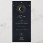 Menu de mariage Lune Soleil Étoiles d'Or (Devant)