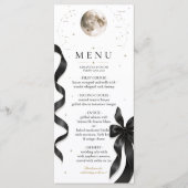 Menu de mariage Luxe Céleste Lune Noir Ruban (Devant)
