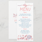 Menu de mariage manuscrit décoration fantaisiste f (Devant / Derrière)