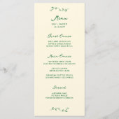 Menu de mariage manuscrit vert (Devant)