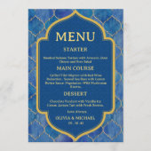Menu de mariage marocain aquarelle bleue (Devant)
