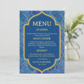 Menu de mariage marocain aquarelle bleue (Debout devant)