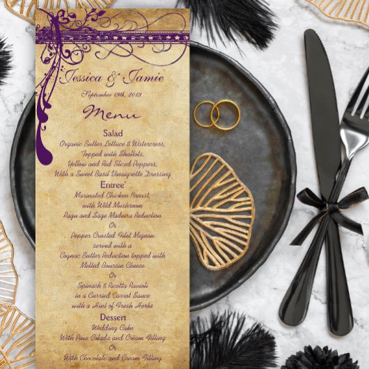 Menu de mariage médiéval Renaissance élégant viole