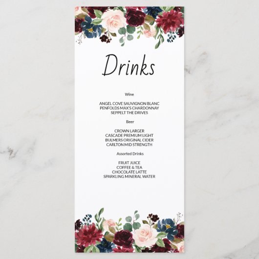 Menu de mariage. MENU (Dos)