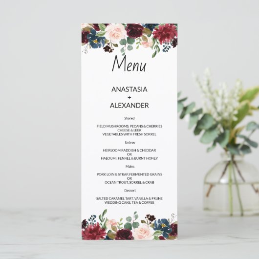Menu de mariage. MENU (Debout devant)