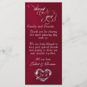 Menu de mariage & Merci - Bourgogne (Dos)