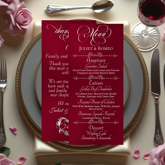 Menu de mariage & Merci - Bourgogne