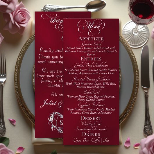 Menu de mariage & Merci - Bourgogne