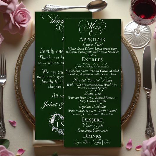 Menu de mariage & Merci - Émeraude