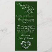 Menu de mariage & Merci - Émeraude (Dos)