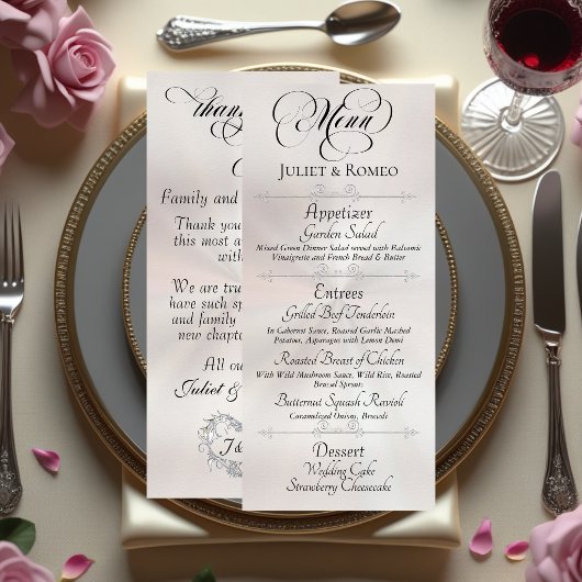 Menu de mariage & Merci - Perle blanche