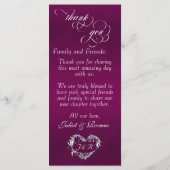 Menu de mariage & Merci - Plum (Dos)