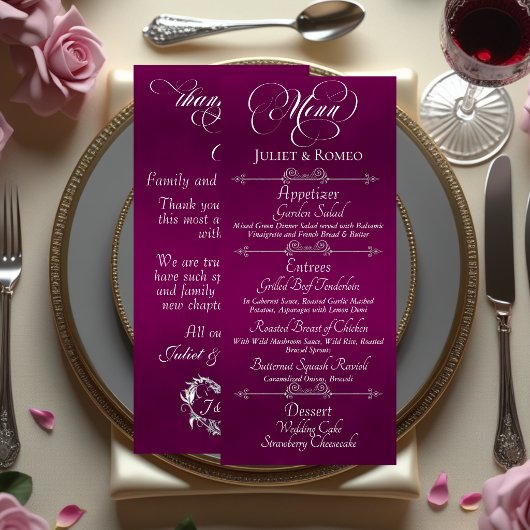Menu de mariage & Merci - Plum