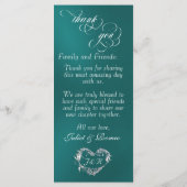 Menu de mariage & Merci - Sarcelle (Dos)